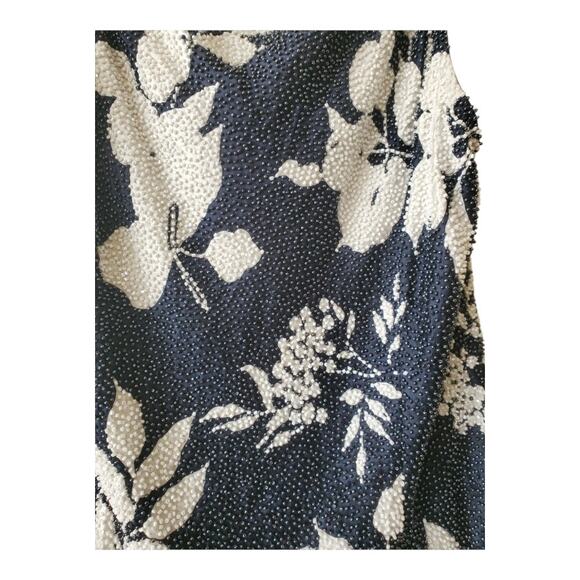 Carmen Marc Valvo Blue Floral Beaded Top Size 2 - Picture 4 of 8